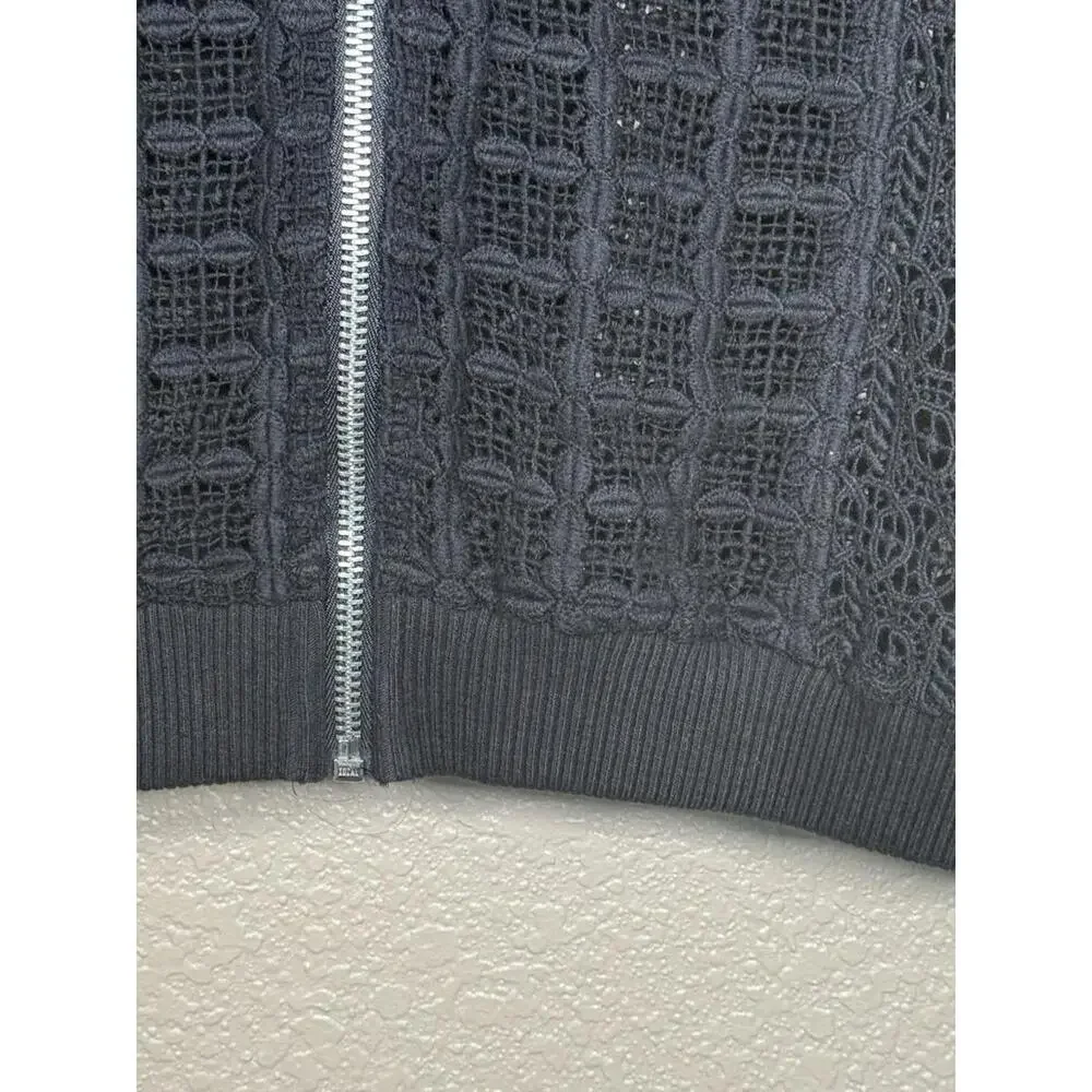 Club Monaco Petite Womens Arlet Lace Bomber Black Full Zip Jacket Sz‎ S Witchy